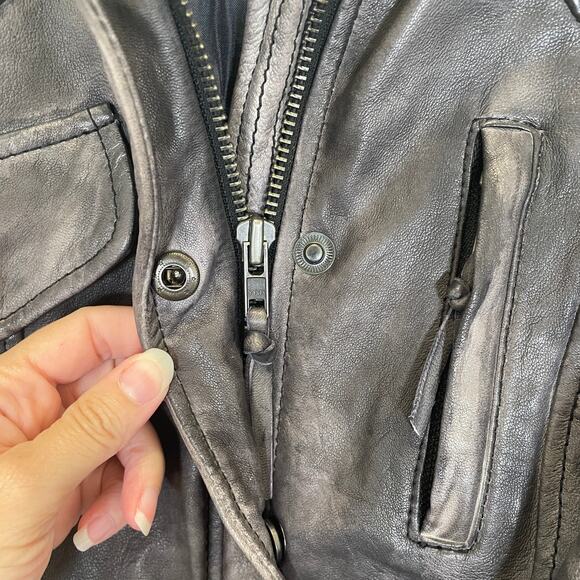 Free People Distressed Leather Jacket RARE The Originals Phoebe Tonkin Taupe 4 - Picture 7 of 11